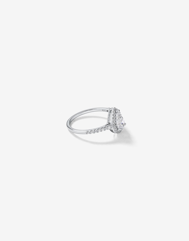 Michael Hill - Pear Shaped Cubic Zirconia Halo and Side Accent Ring in Sterling Silver
