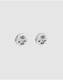 Haze & Glory - ICONIC EXCLUSIVE - Earrings Men Turquoise Disc Stud 925 Sterling Silver