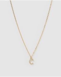 Izoa - Crystal Letter C Necklace Gold