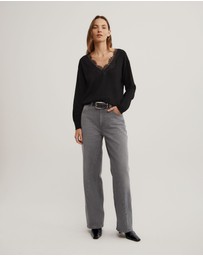 Witchery - Lace Detail V-neck Knit