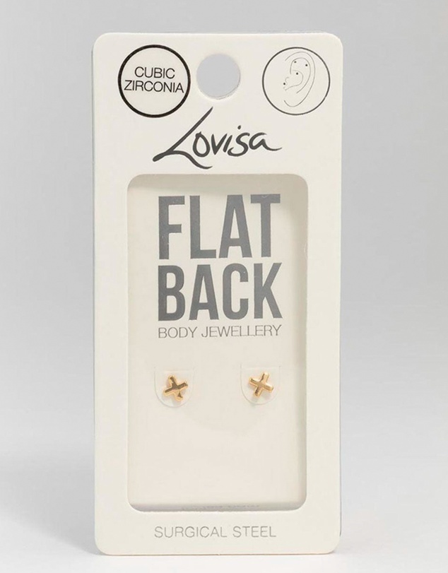 Lovisa - Gold Plated Surgical Steel Cross Flat Back Earrings 2-Pack