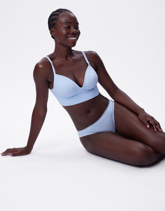 Bras N Things - Daisy Chain Wirefree L/Line Bra - Light Blue