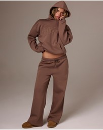BO+TEE - Cosy Coffee Run Brushed Jersey Wide-Leg Joggers