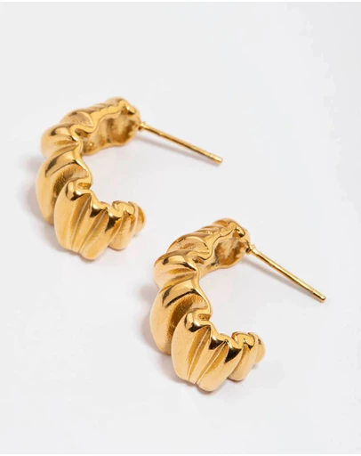 Lovisa - Waterproof Gold Plated Stainless Steel Small Organic Hoop Earrings