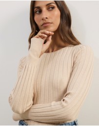 Atmos&Here - Rumi Long Sleeve Fitted Rib Knit Top