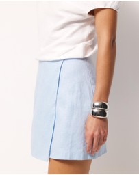 AERE - Linen Mini Wrap Skirt