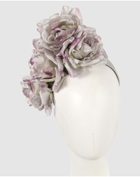 Max Alexander - Large Silver & Lilac Flower Fascinator Headband