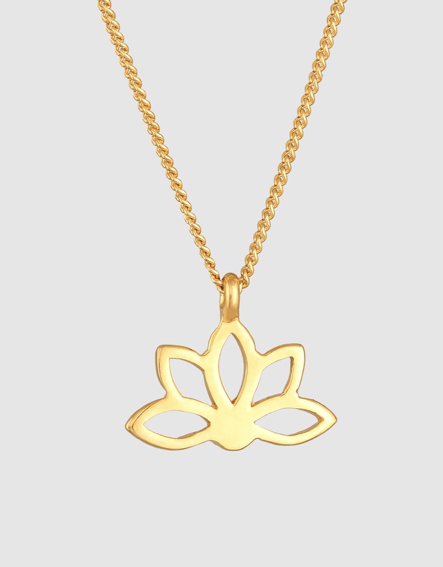 Elli Jewelry - Lotus Pendant Necklace in Gold-Plated 925 Silver