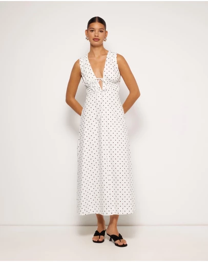 AERE - Juniper Tie Front Cotton Midi Dress