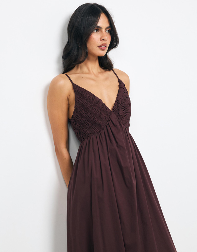 AERE - Tansy Shirred Bodice Midi Dress
