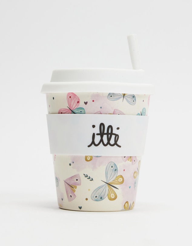 itti bitti - 240ml Reusable Baby Cino Cup With 1 Straws - Butterfly