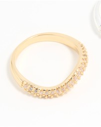 Lovisa - Mixed Metal Cubic Zirconia Rings 2-Pack