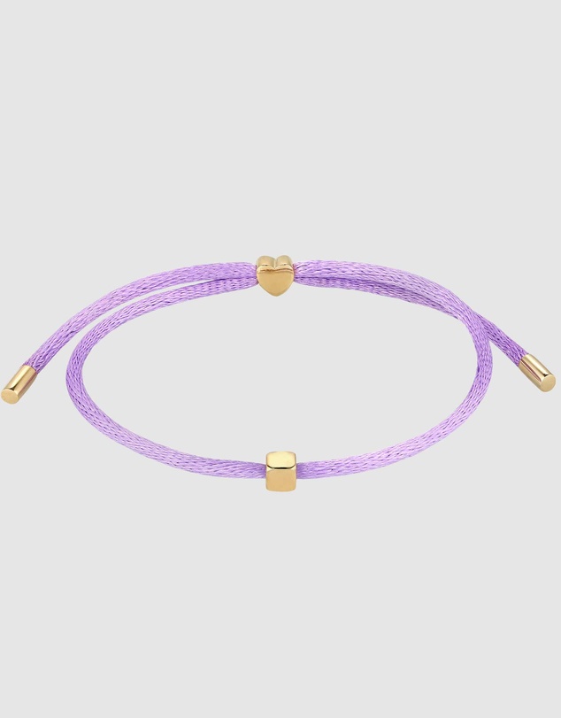 Elli Jewelry - Heart Charm Purple Satin Bracelet