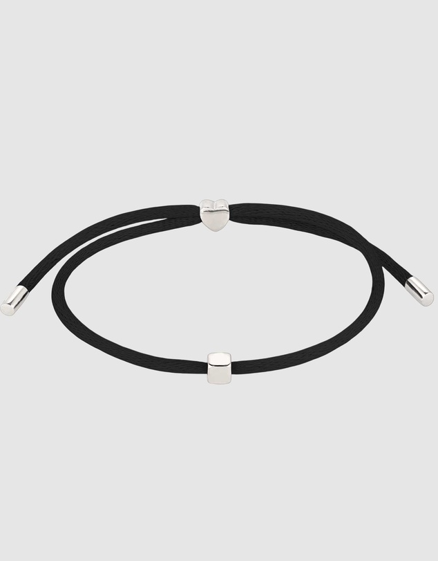 Elli Jewelry - Heart Charm Black Satin Bracelet