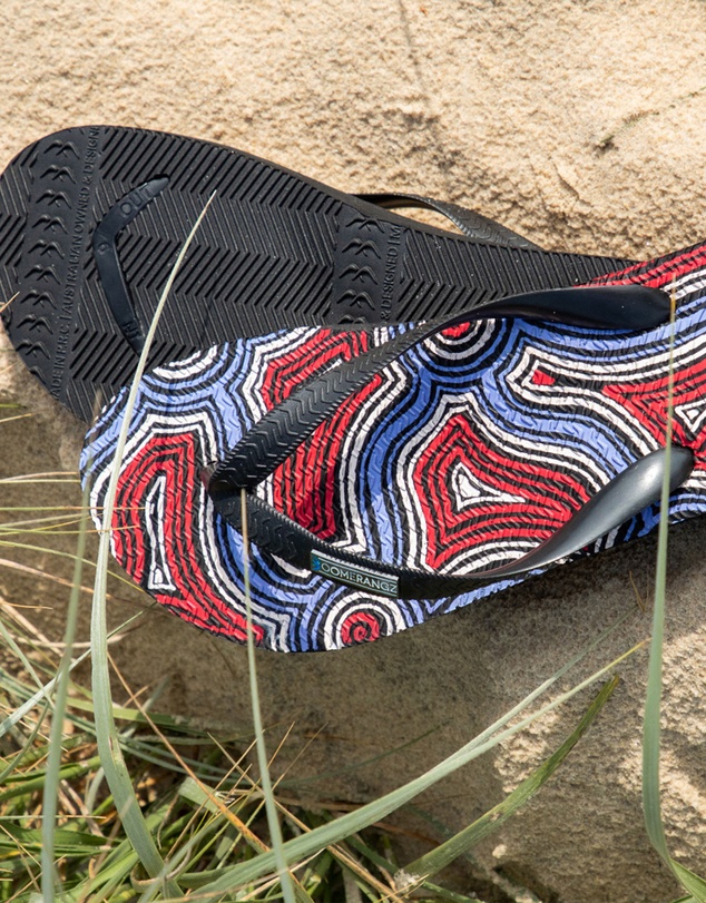 Boomerangz Footwear - Men's Saltwater Dreamtime Thongs 02 with arch support and 2 x interchangeable straps