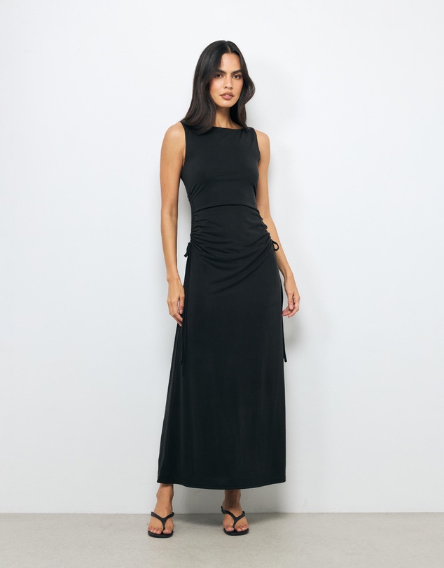 AERE - Nora Ruched Jersey Midi Dress