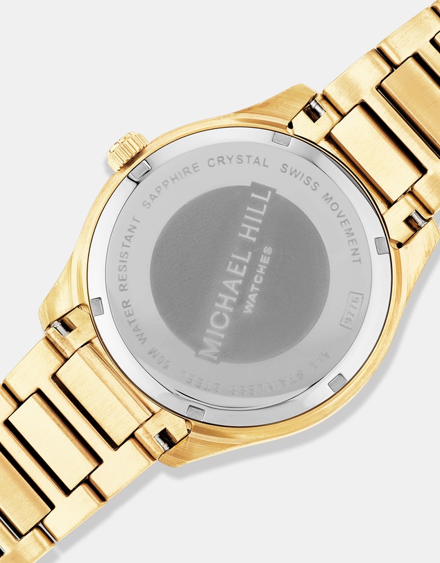 Michael Hill - Men's 0.60 Carat TW Diamond Quartz Yellow Gold Tone Stainless Steel Watch with Black Dial