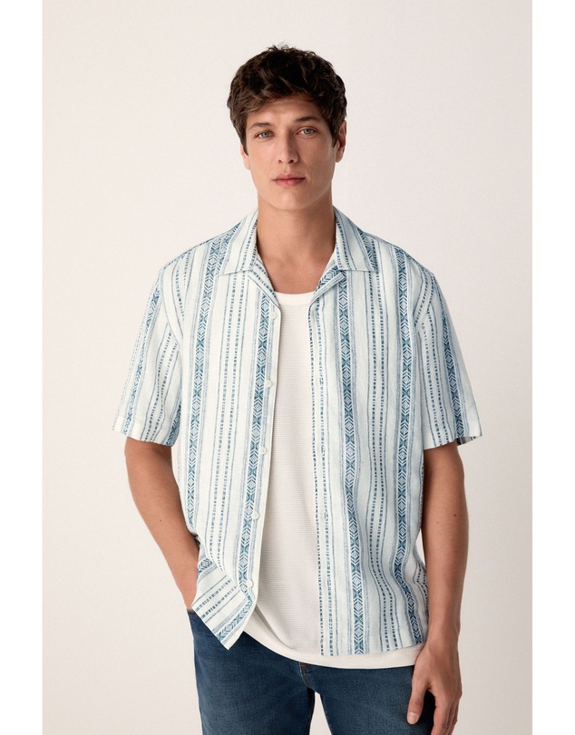 NEXT - Short Sleeve Textured Stripe Shirt