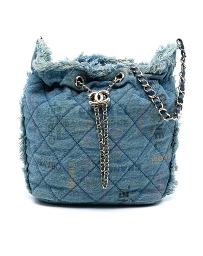 Pre-Loved by Azura Reborn - Pre-Loved Medium Quilted Denim Mood Bucket with Chain
