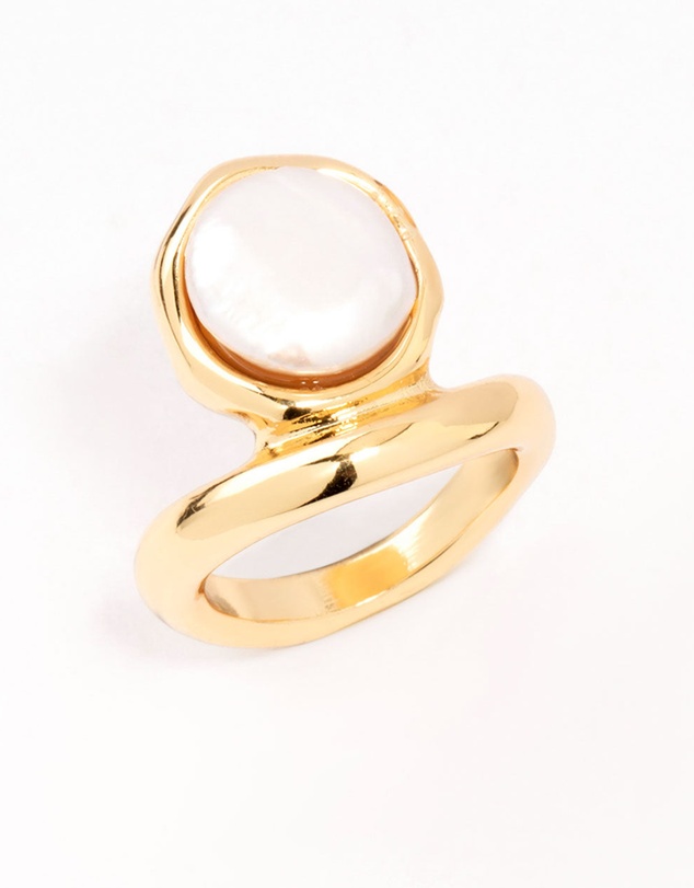Lovisa - Gold Organic Pearl Band Ring