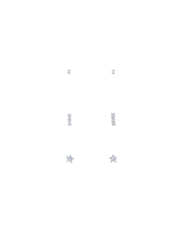 Lovisa - Sterling Silver Diamante Line & Star Stud Pack
