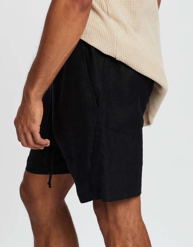 Surrounded By Ghosts - The Obsidian Linen Drawstring Shorts
