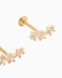 Lovisa - Gold Plated Surgical Steel Cubic Zirconia Flower Trio Flat Back Earrings