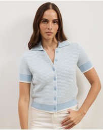 Atmos&Here - Nova Short Sleeve Stripe Knit Top