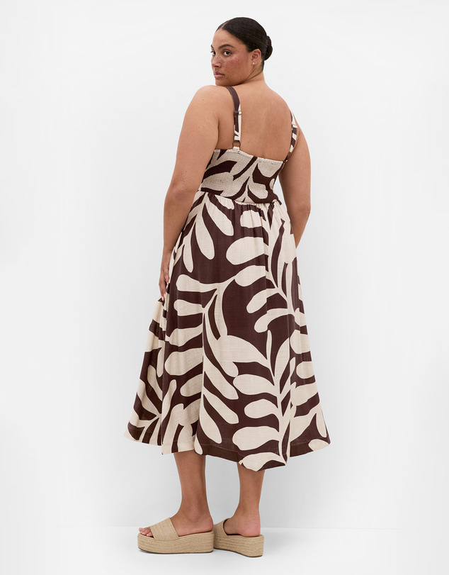 City Chic - Plus size Taranto Print Maxi Dress - chocolate