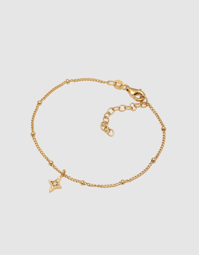 Elli Jewelry - Bracelet Crystal Star Pendant 925 Sterling Silver Gold-Plated