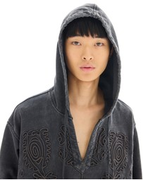 THE TALES - Textured Flower Embroidered Hooded Jacket