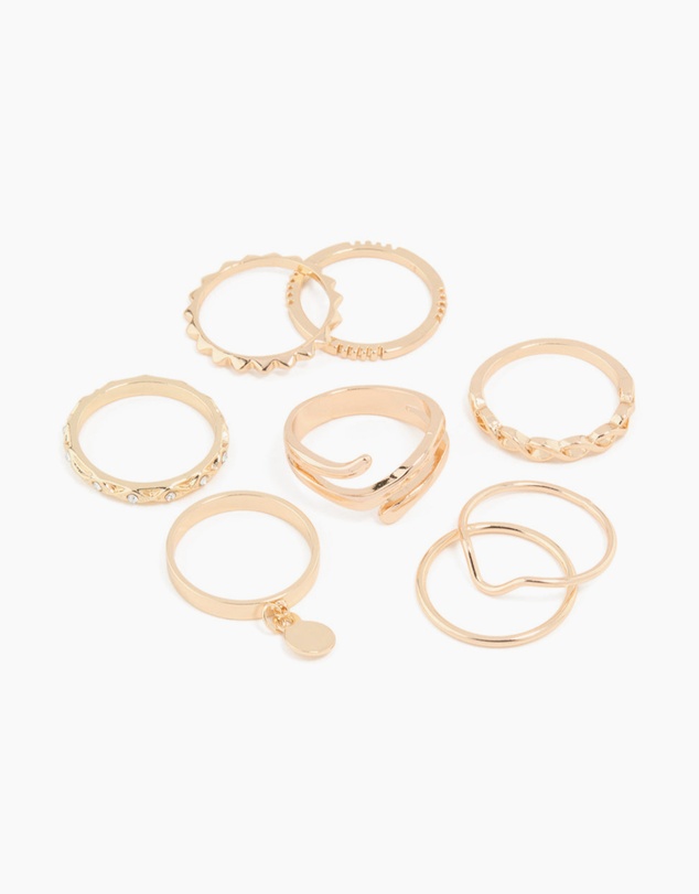 Lovisa - Gold Swirl Mixed Stacking Rings 8-Pack