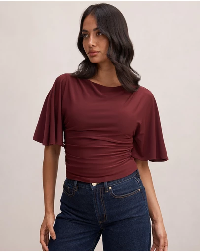 Forever New - Paige Flutter Sleeves Tie Back Top