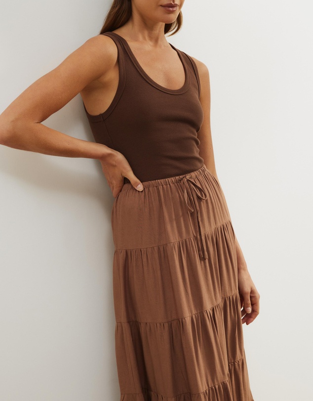Atmos&Here - Elenora Linen Blend Tier Maxi Skirt
