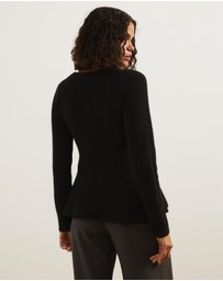 Atmos&Here - Ivy Boat Neck LS Peplum Knit Top