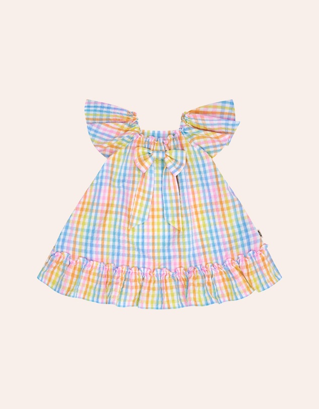 Huxbaby - Rainbow Check Bow Dress - Babies-Teens