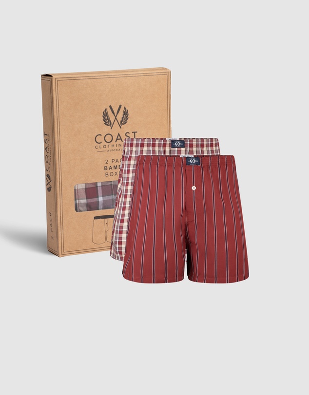 Coast Clothing - 2 Pack Bamboo Boxers In Red