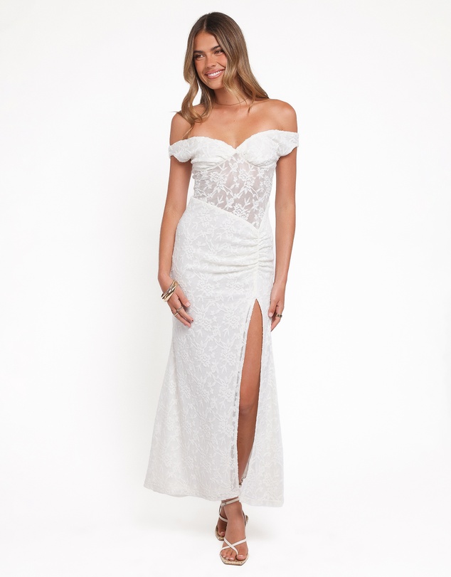 Petal & Pup - Pascha Off Shoulder Lace Maxi Dress - White