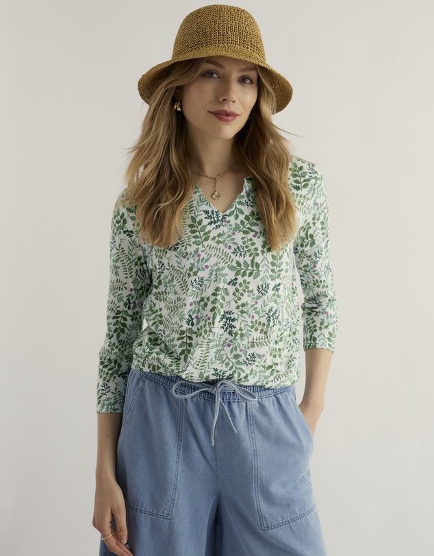 Seasalt - Seasalt Cornwall Green Kellow 3/4 Sleeve Jersey Top
