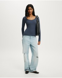 Cotton On - Scoop Neck Rib Long Sleeve