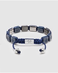 Nialaya Jewellery - Men's Ceramic Flatbead Bracelet in Blue and Silver