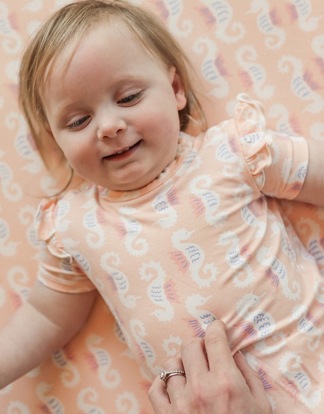 Kynd Baby - Frill Short Sleeve Bodysuit in Seahorse