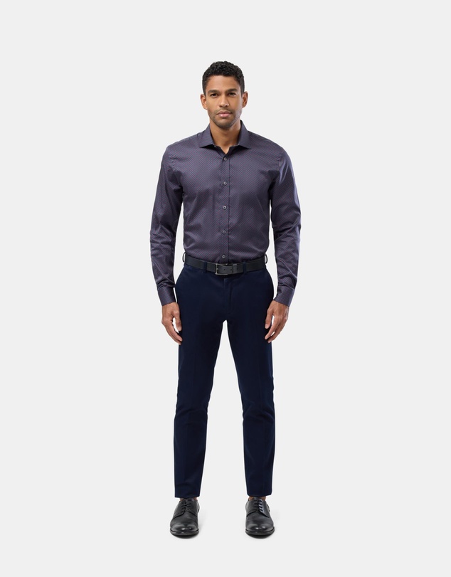 Brooksfield - Geo Floral Print Slim Fit Dress Shirt