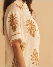 AUR OCEA - Dalla Palma Embroidered Cuffed Short Sleeve Shirt