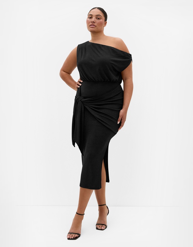 City Chic - Plus size Paloma Metallic Midi Dress - black