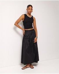 AERE - Pintuck Poplin Midi Skirt