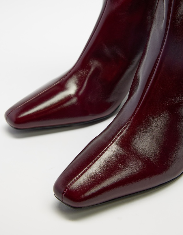 AERE - Anais Square Toe Heeled Leather Ankle Boots
