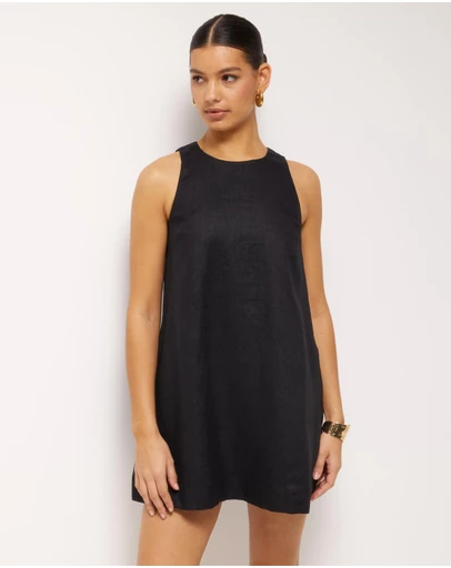 AERE - Lila Linen Shift Mini Dress