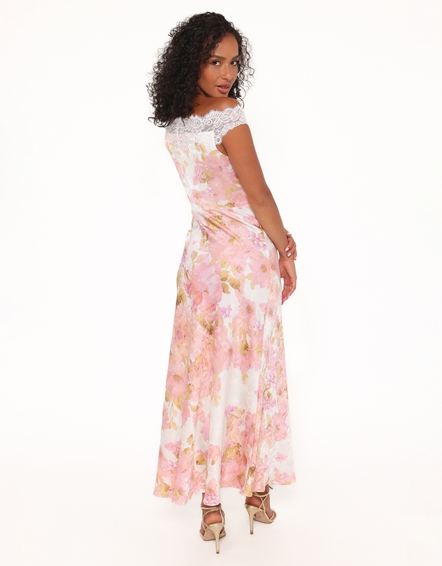 Petal & Pup - Voss Off Shoulder Lace Maxi Dress - Pink Floral
