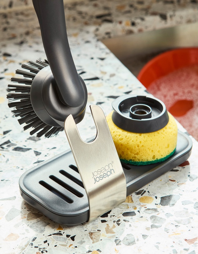 Joseph Joseph - SinkTech™ Dish Brush and Sponge Set with Large Stainless Steel Storage Stand